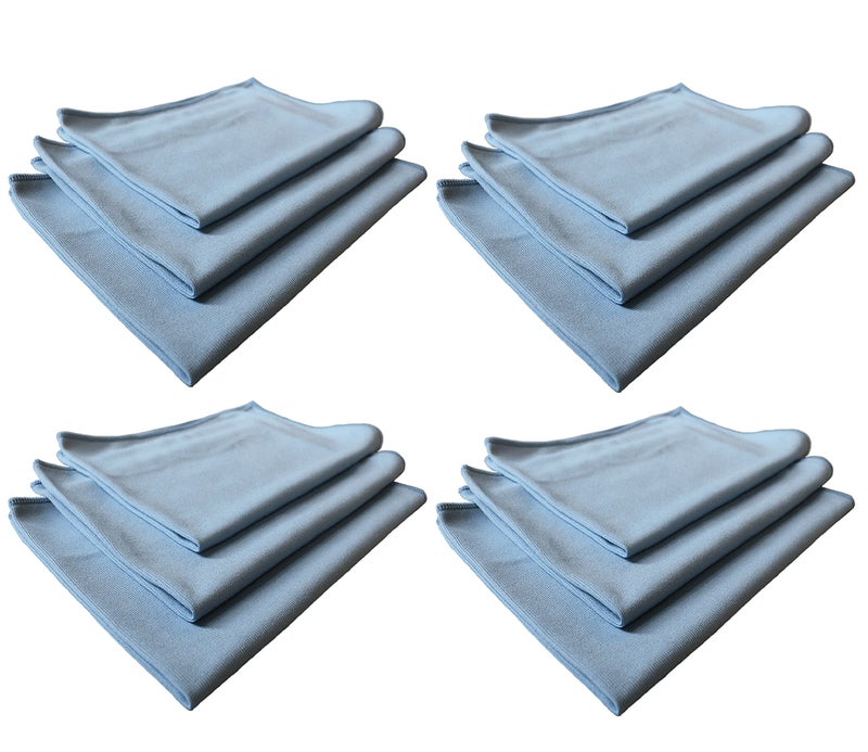 Real Clean 16x16 Blue Microfiber Window Glass Cleaning Towels (Pack of 12) - Image 1